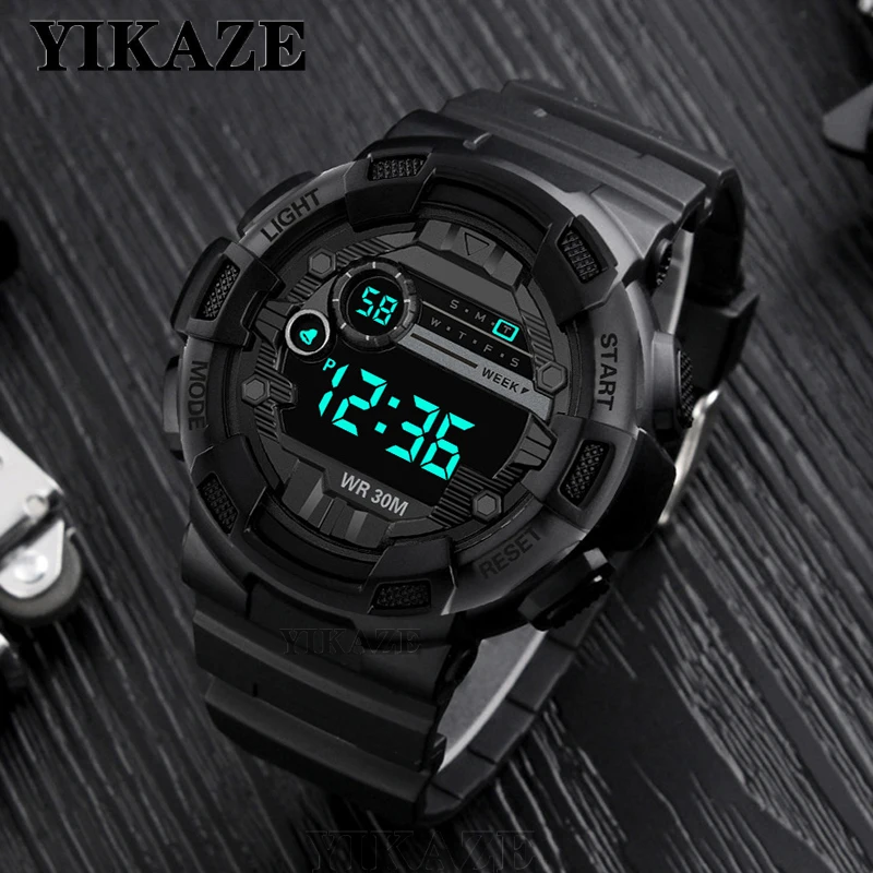 Military Men Watch Men\'s Digital Watches Sports Electronic Wristwatch 50MM Large Dial Clock Waterproof Sport Watch for Boy Child