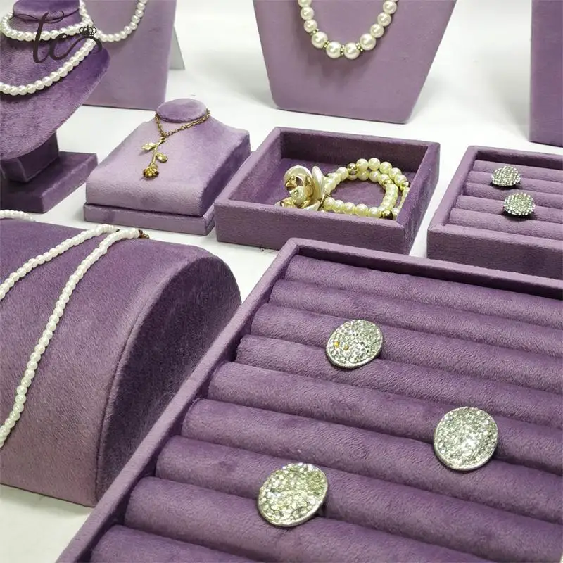 

Purple Velvet Jewelry Display Item Necklace Pendant Ring Earrings Bracelet Pearl Storage Display Stand