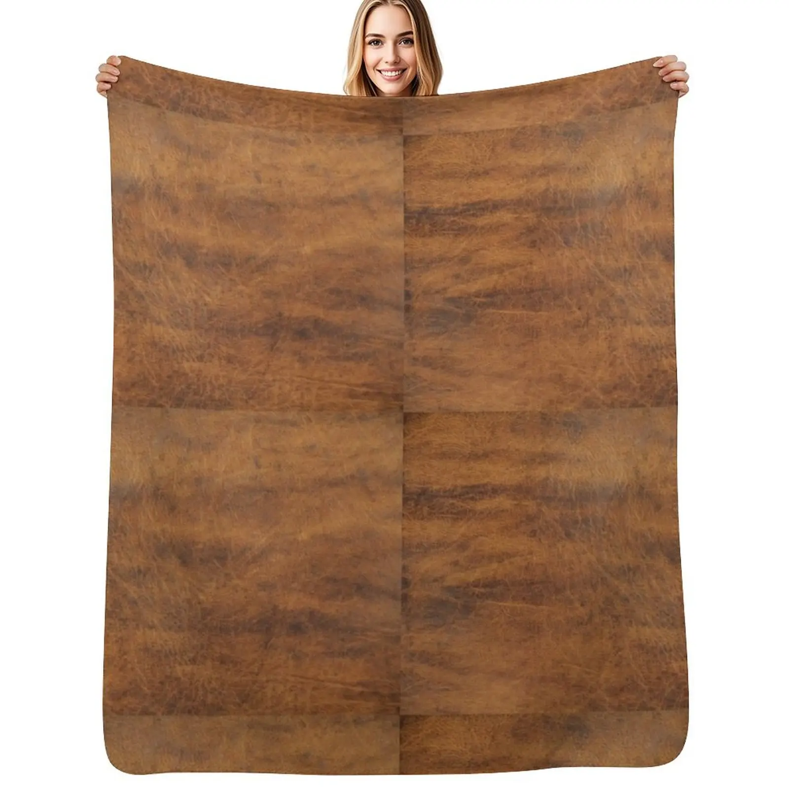 

Tan Brown Old Leather | Ethical Cowhide and Skin Throw Blanket manga Luxury Blankets