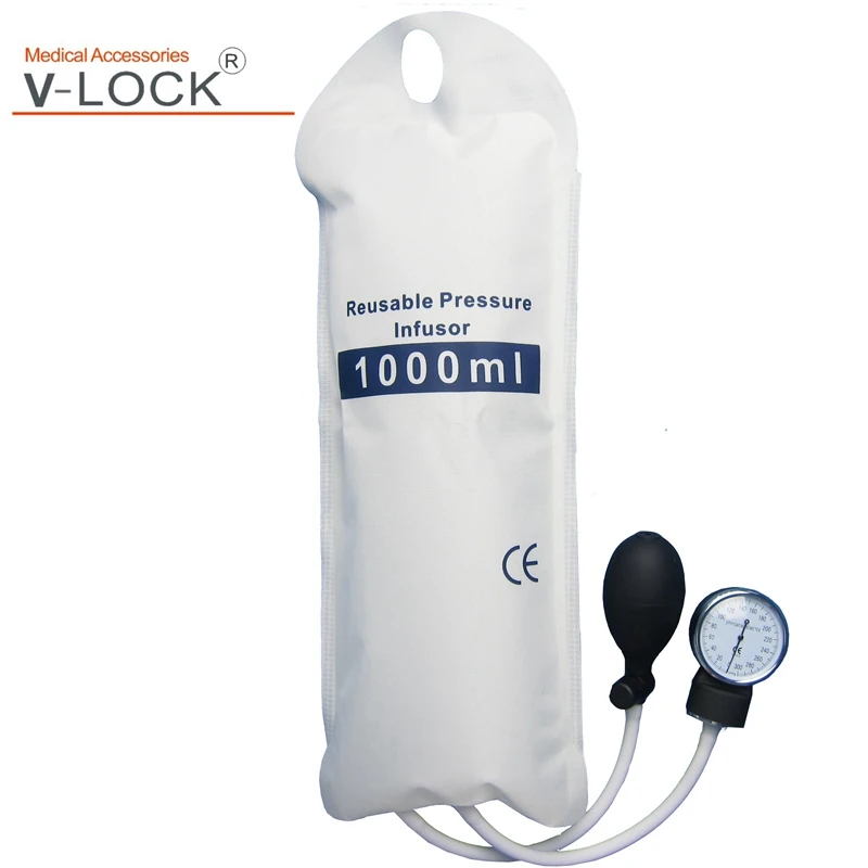 Pressure Infusion Bag, 1000ml, with Gauge 0 - 1000 Mbar.
