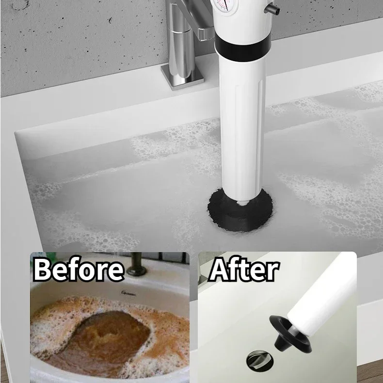 Clogged Drain Remover High Pressure Pump Toilet Plungers Tube Dredge for Bathroom Pipe Sink Floor Drain Sewer Home Cleaning Tool