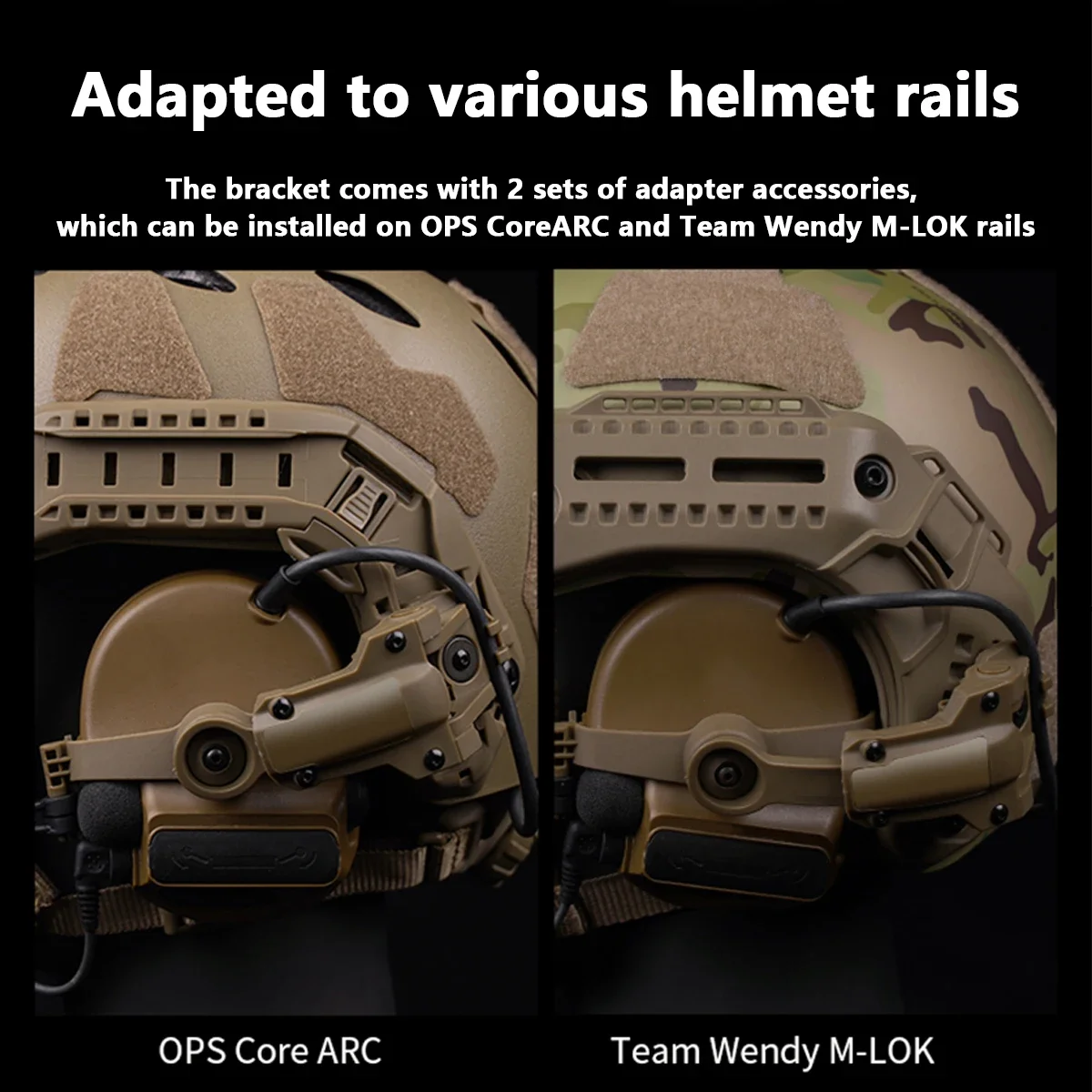 Tactical Helmet Headphone Rail Adapter OPS CORE ARC/Wendy M-LOK  Helmet Mount Suitable for Tactical COMTAC III Shooting Headset