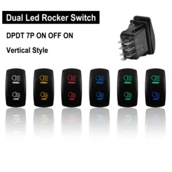 Rocker Switch 12V Dpdt 7pin On Off On High Low Dual Led 3 Way Voor Auto Boat Rv Marine Atv Rzr Rv Auto Truck Camper Onderdelen