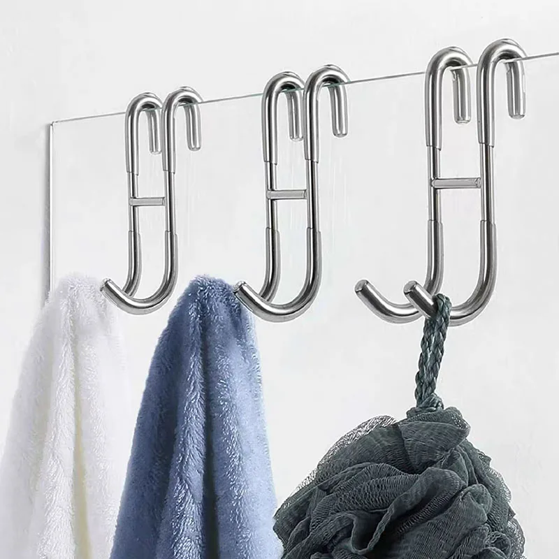 Edelstahl über Glastür Duschtür Rückseite Dusche Handtuchhalter S-Form Badezimmer Bademantel Aufhänger Halter Haken