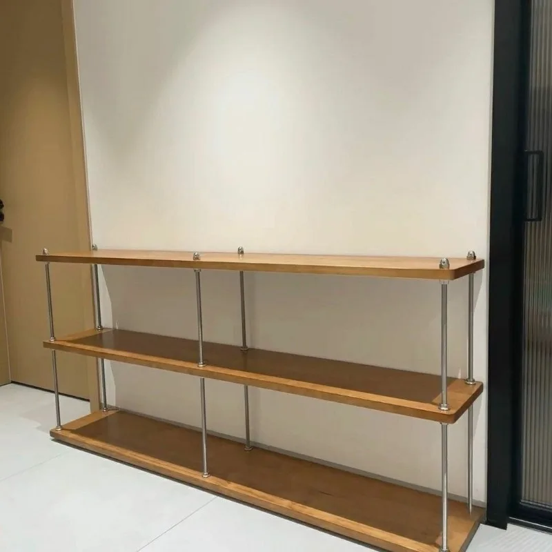 

Solid wood board, shelf, screw rod three-layer bookshelf, bedroom kitchen household