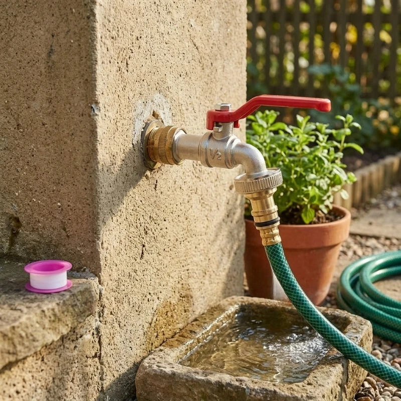 Outdoor Single Hole Faucet With Pipe Tape Washing Machine Hose Tap All Season Garden Watering