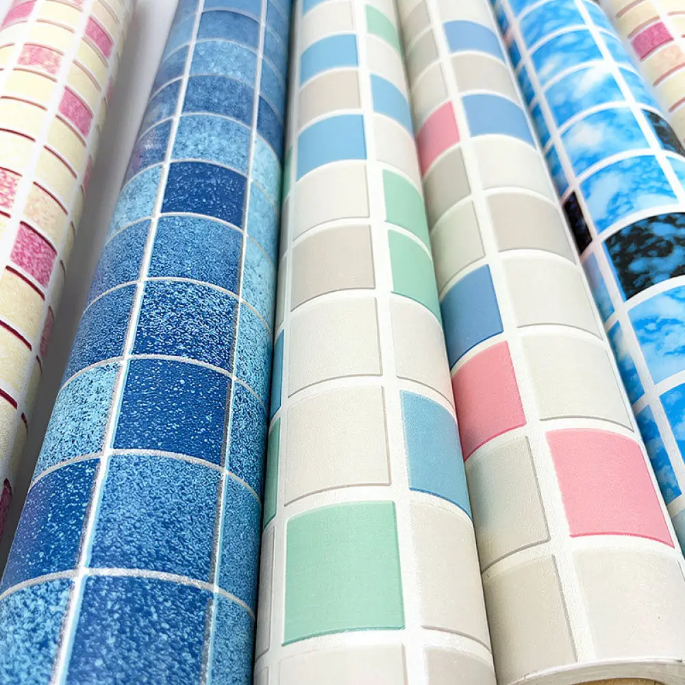 Waterproof Mosaic Pattern Wall Sticker Self Adhesive PVC Wallpaper For Kitchen Bathroom Cabinet Decor Home Renovation