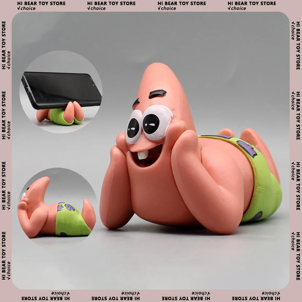 Patrick Star Figurka SpongeBob Uchwyt na telefon Figurka akcji Model Zabawki 7cm PVC Model Kawaii Ozdoba na biurko Różowa dekoracja GK Prezenty