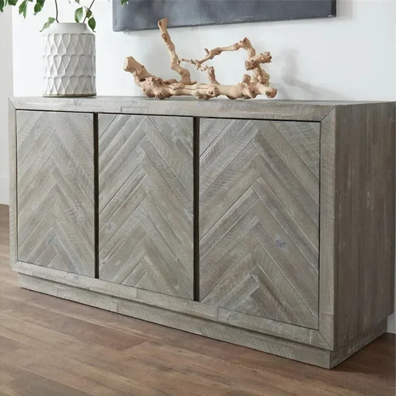 American solid wood retro dining side cabinet light luxury living room entrance cabinet TV cabinet locker