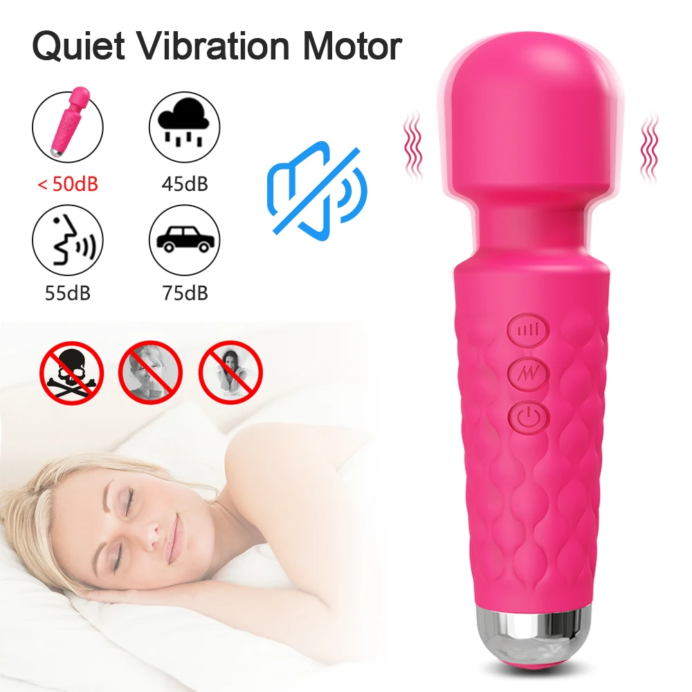 Massageador Recarregável USB Feminino Ponto G, Poderoso Vibrador, Varinha Mágica, Produtos Eróticos para Adultos, Modos 18, Modos 20