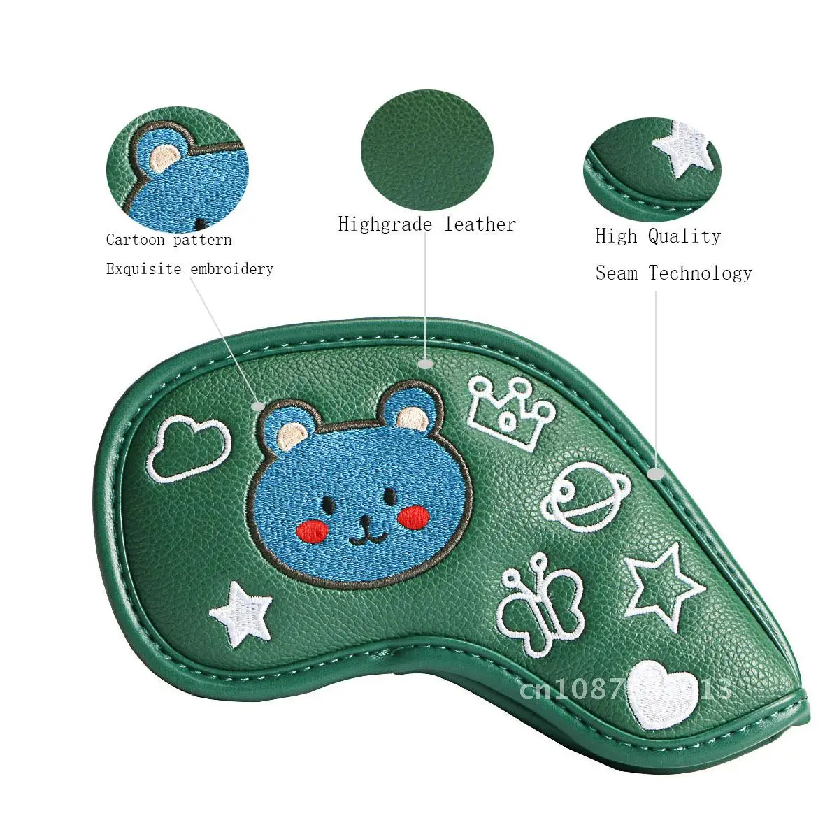 Cartoon Pattern Golf Iron Set High-Grade PU Protective Club Cap Set - 4 Color Options for Men Women Youth - Outdoor Sports Gear