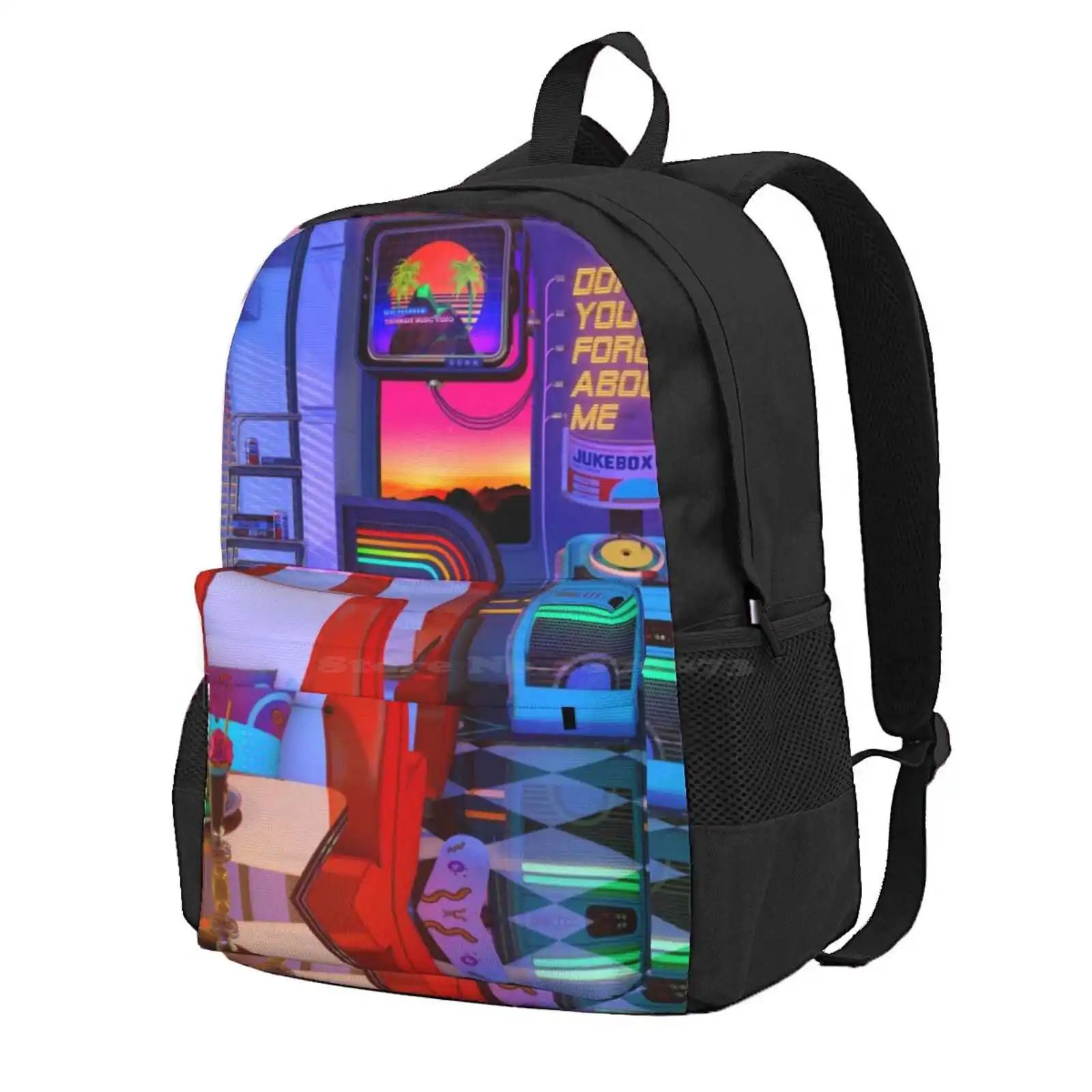 Retrowave Dine & Dream Hot Sale Schoolbag Backpack Fashion Bags Synthwave Retrowave Synthpop Rad Outrun 1980S Neon Aesthetic