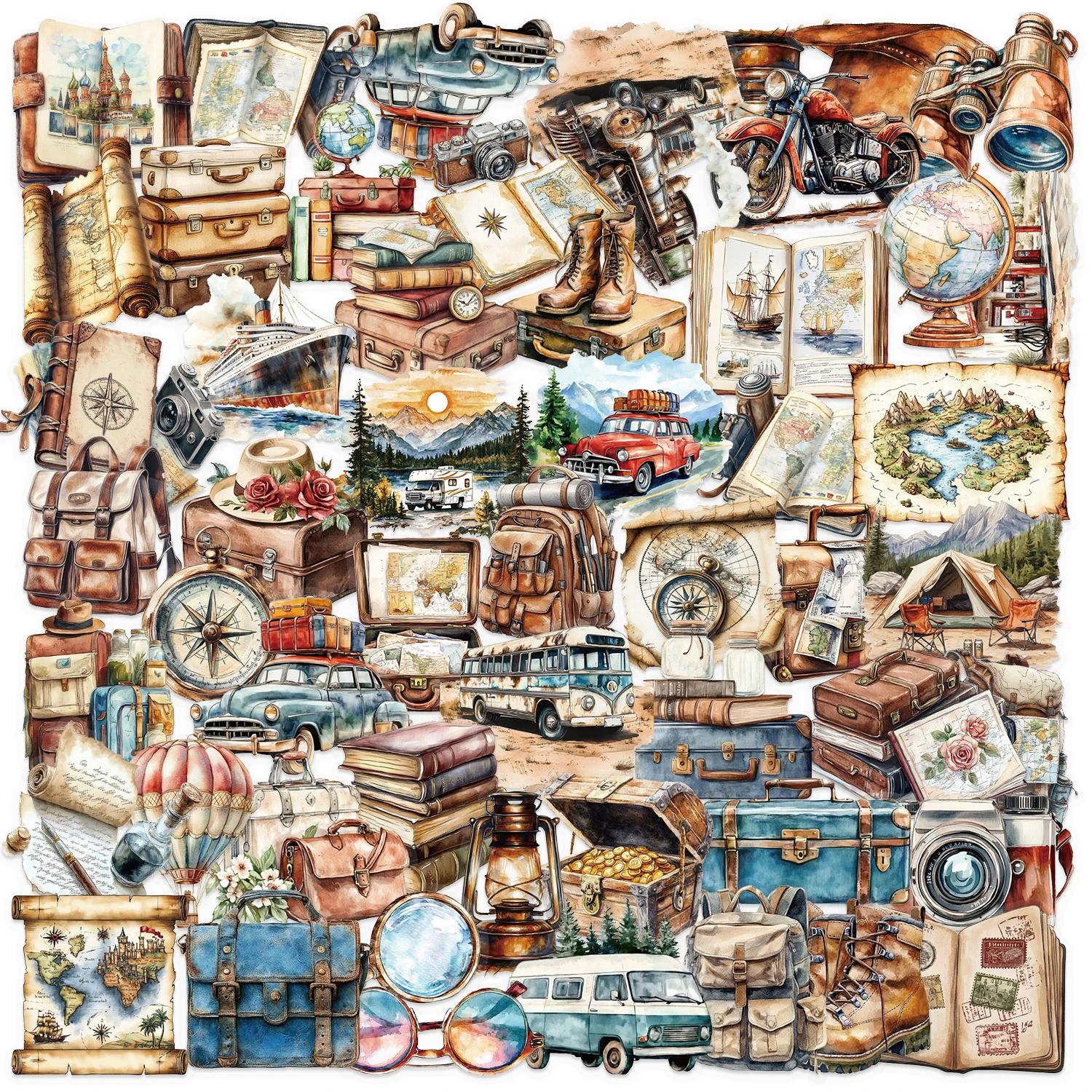 50/100PCS Vintage Reise Graffiti Aufkleber Aufkleber Tagebuch Laptop Kühlschrank Koffer Dekoration Scrapbooking Aufkleber