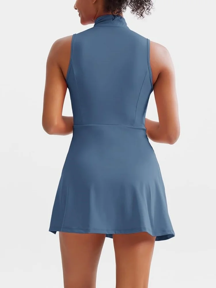 2024 New Tennis Dresses, Fashionable Golf Sports Women\'s Fitness Dresses with Built-in Shorts and Bra Pockets for Outdoor Sports