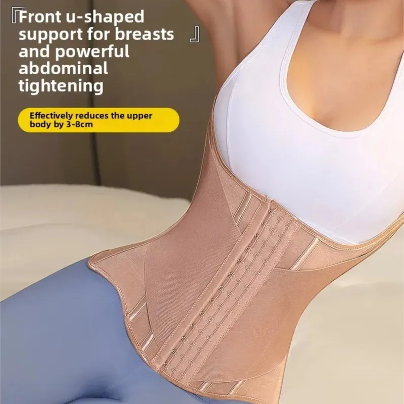 Steel Boned Waist Trainer Corset Women Double Layer Underbust Cincher Breathable Body Shaper Tummy Control Belt Shapewear