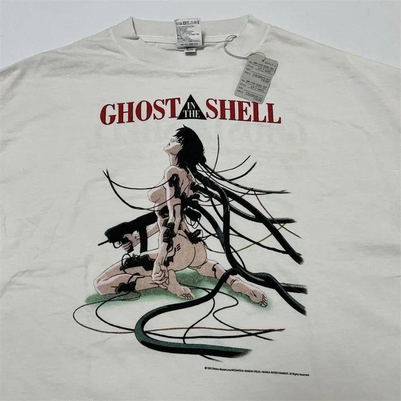 

2025ss SAINT MICHAEL Digital Cartoon Printing T Shirt Men Women 1:1 Best Quality Oversized White T-shirt Top Tees