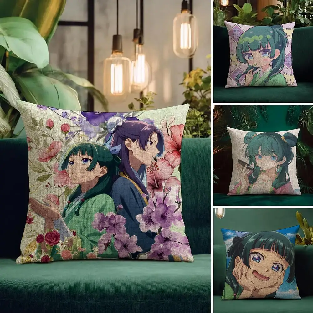 Anime The Apothecary Diaries Cushion Cover Natural Linen Pillowcase Set All-in-One Decor Cushion Cover for Sofa Bedroom Chair
