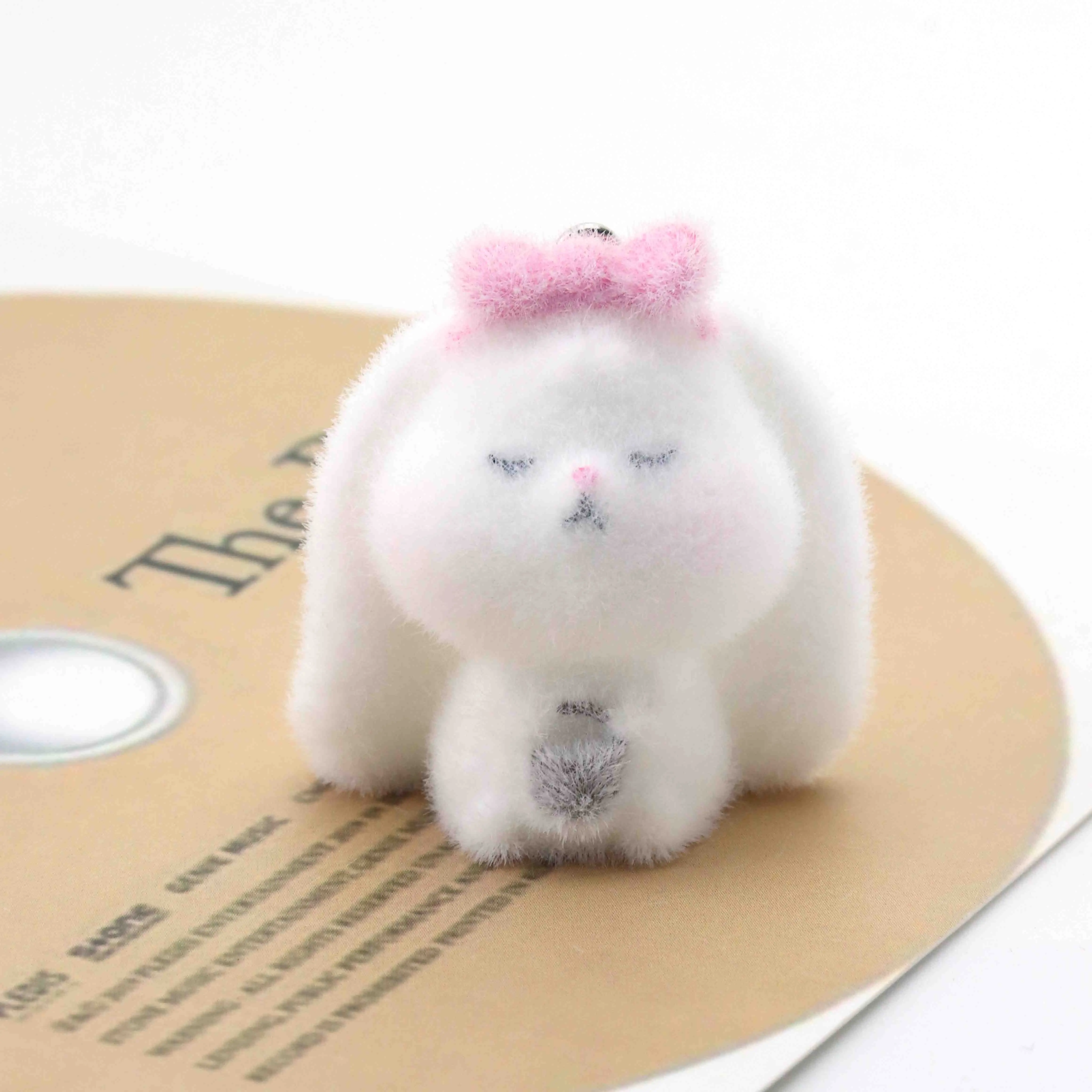 10pcs Resin Flocking Charms Bow Rabbit For Jewelry Making Bag Key Chain Desktop Small Pendant Decorative Ornaments Accessories