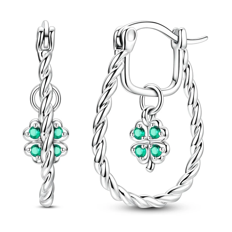 

925 Sterling Silver Earrings Women Four-Leaf Clover Vine Drop Earring For Anniversary Wedding Jewelry Gifts