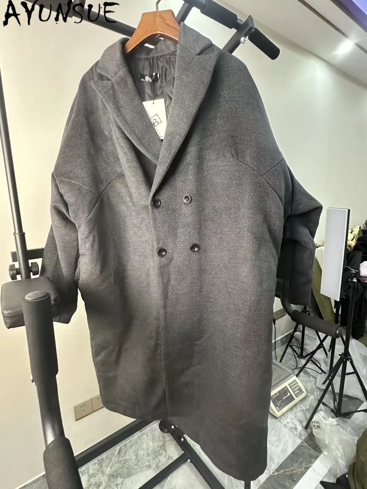

AYUNSUE Winter Jacket Men Clothes Mid-length Trench Coat for Man Unique Coats Promotion Minor Flaws No Refund No Exchange