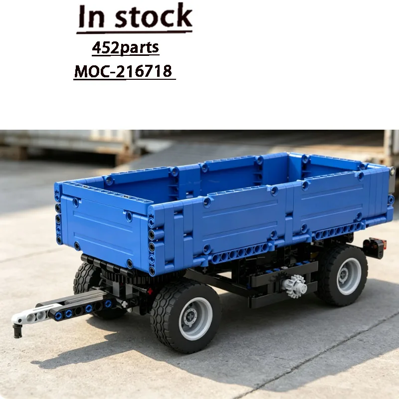 MOC-216718 City Construction Site Transport Small Three-Axle Trailer Building Block Model, 452 Parts, Holiday New Year Toy Gift