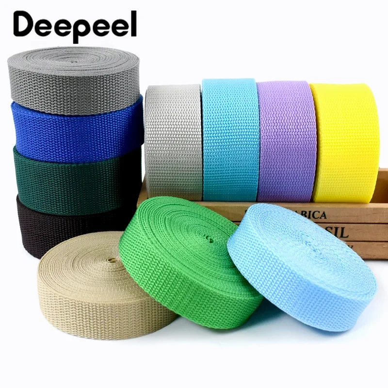 3Meters Deepeel 20-50mm Colored PP Nylon Webbing 1.1mm Thick Ribbon for Bag Strap Belt Clothes Bias Tape DIY Sewing Accessories