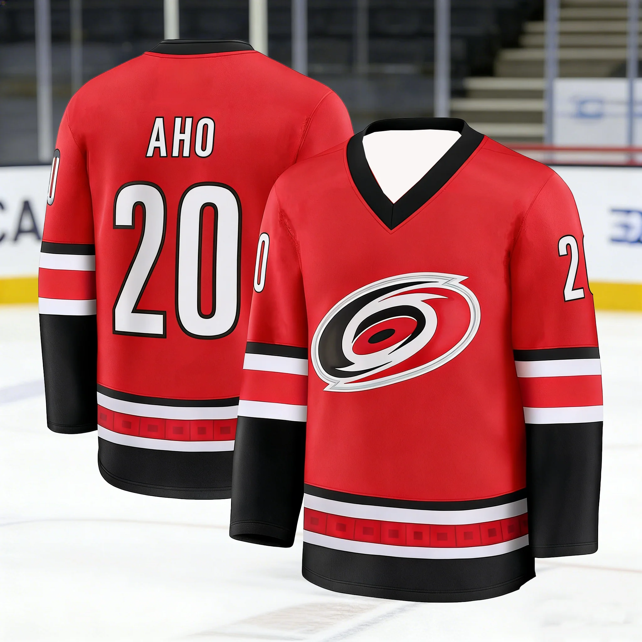 2026 Hurricane CC Logo Ice Hockey Jersey Black Red Stitched 