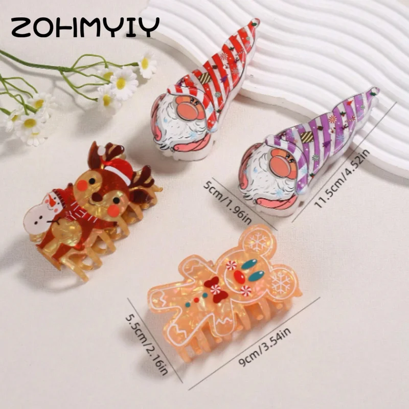 Christmas Gingerbread Man Hair Claw Cute Elk Hair Clip Cartoon Hair Claw For Women Girls Exquisite Hair Accessories Gifts