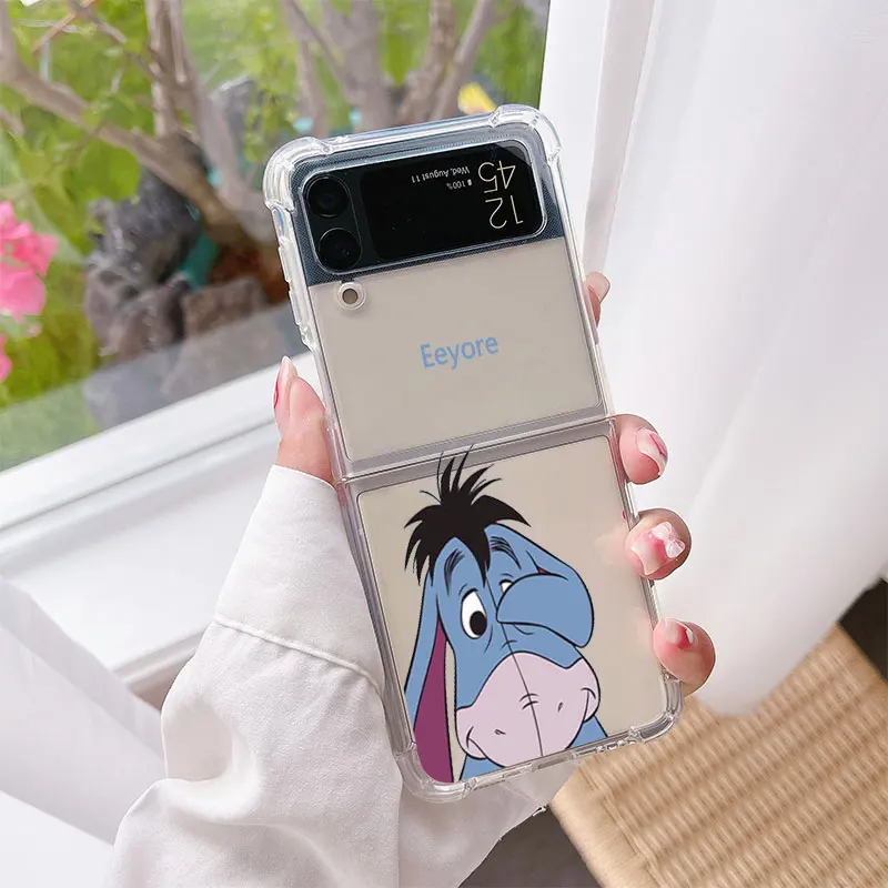 Disney Pooh Eeyore Phone Case for Samsung Galaxy Z Flip 5 Z Flip 5G Z Flip 4 ZFlip4 zflip Flip4 ZFlip3 Capa Silicone Airbag