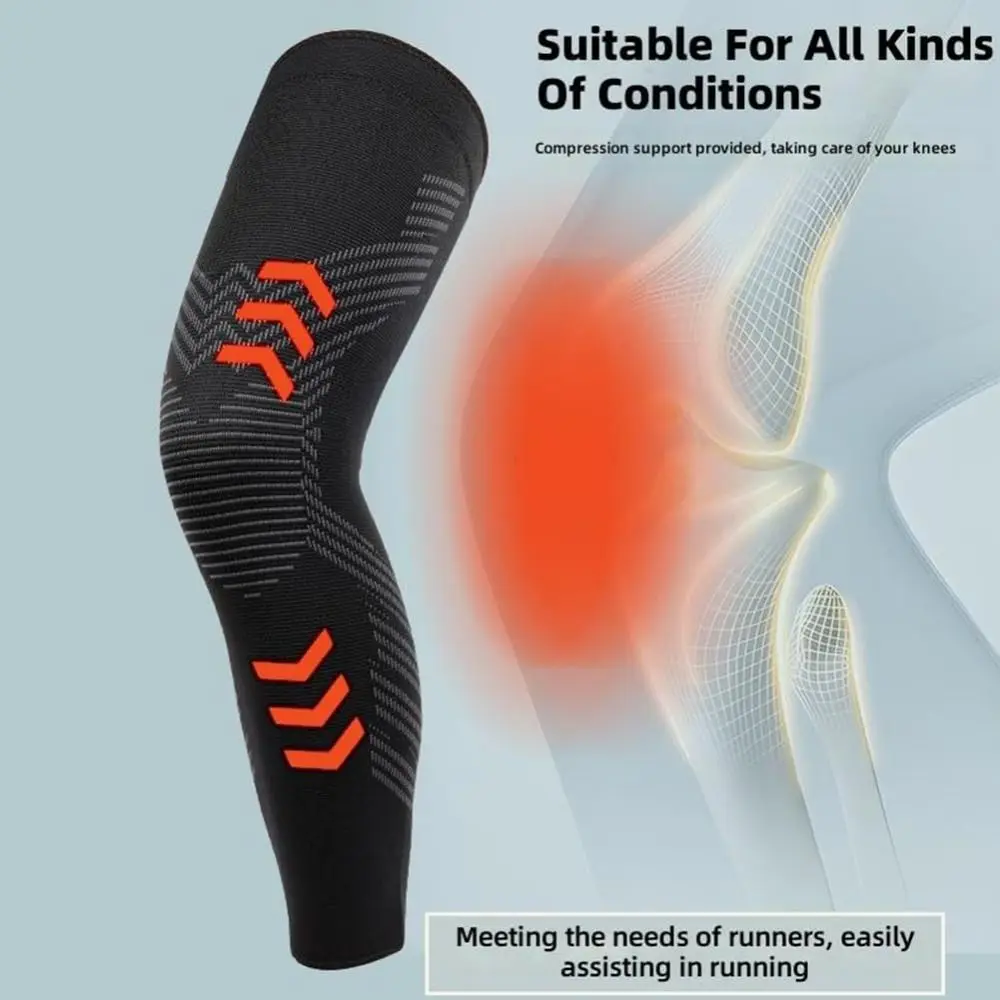 Long Knee Brace Compression Sleeves Recovery Breathing Trainer Leg Compression Sleeves Full Leg Knee Brace Support Men Women