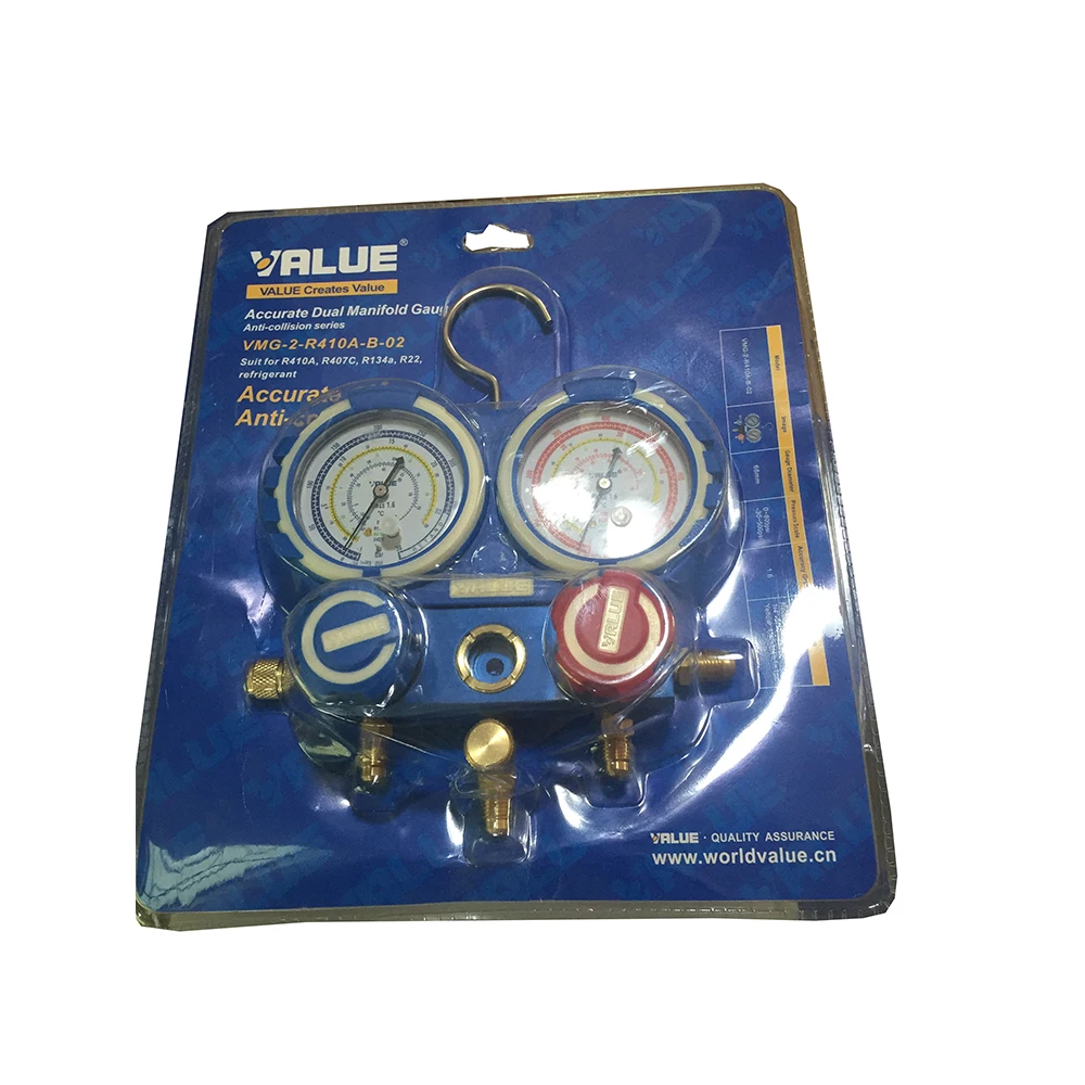 VMG-2-R410A-B Dual Manifold Gauge Refrigerant Tool High Precision for Air Conditioner