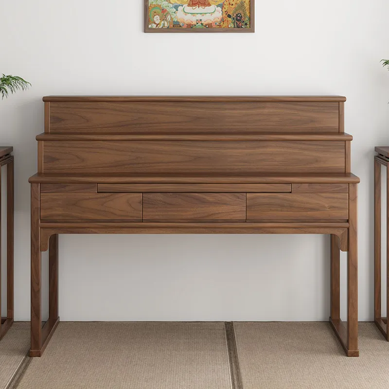 New Chinese-style black walnut offering table incense table household three-layer solid wood offering incense