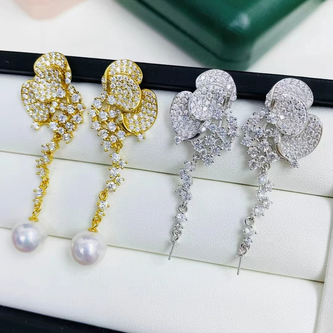 

Великолепные серьги из стерлингового серебра 925 пробы, фурнитура для крепления, базовые монтажные детали, аксессуар для жемчуга 10-15 мм, 5 пар/лот