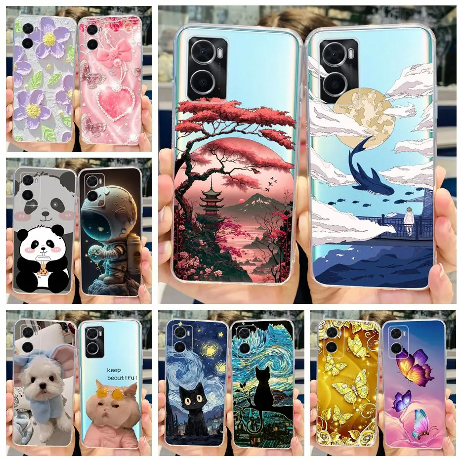 For Oppo A76 Case CPH2375 Stylish Painted Cover Clear Silicone Phone Case For Oppo A96 A 76 OppoA76 OppoA96 4G CPH2333 Soft Bags