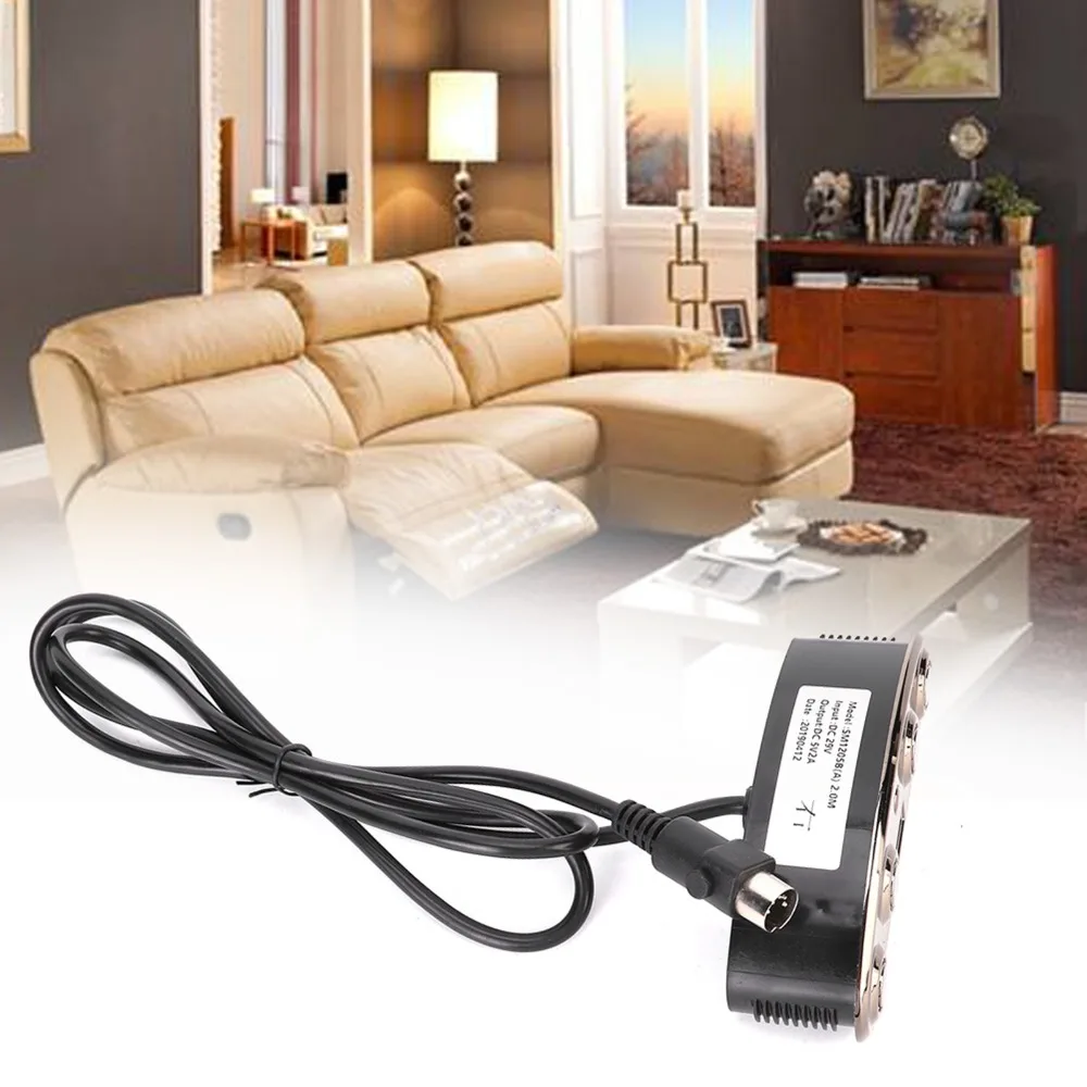 Dual-Motor Control USB Recliner Charger Controller Black Integrated Front Electric Sofa Hand Controller Attached Cable ABS