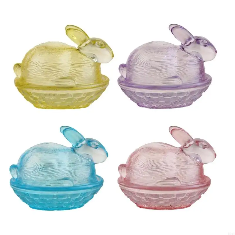 

Elegant Transparent Rabbit Shaped Glass Canister With Lid For Snacks And Kitchen Decoration Candy Bowl B03E