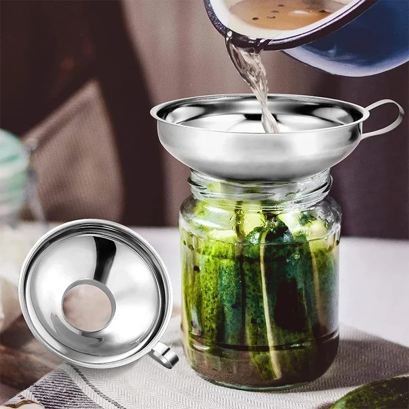 Stainless Steel Funnel Wide Mouth Canning Funnel Hopper Kitchen Spice Beans Dressing Funnel for Oil Wine Kitchen Cooking Tool