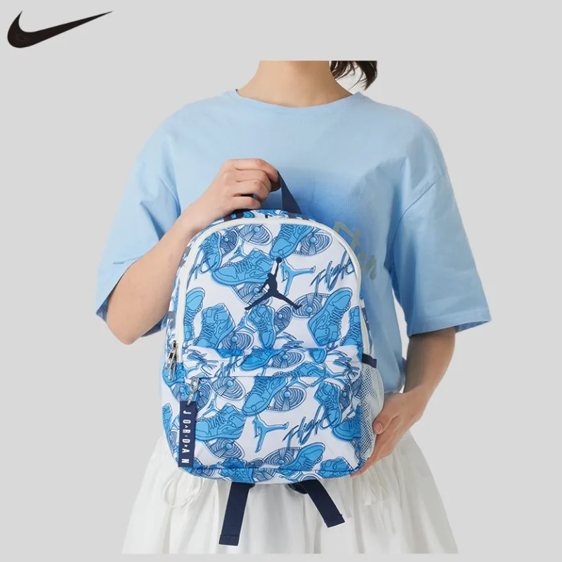 Nike Printed Backpack Male and Female Students Large Capacity Backpack Leisure Bag JD2523016TD-005