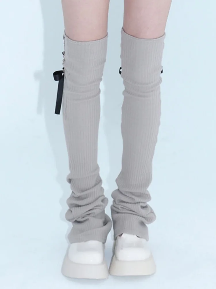 New Women Y2k Aesthetic Lolita Leg Warmers Japanese Ankle Warmer Knee High Bandage Foot Cover Solid Autumn Streetwear Cosplaly