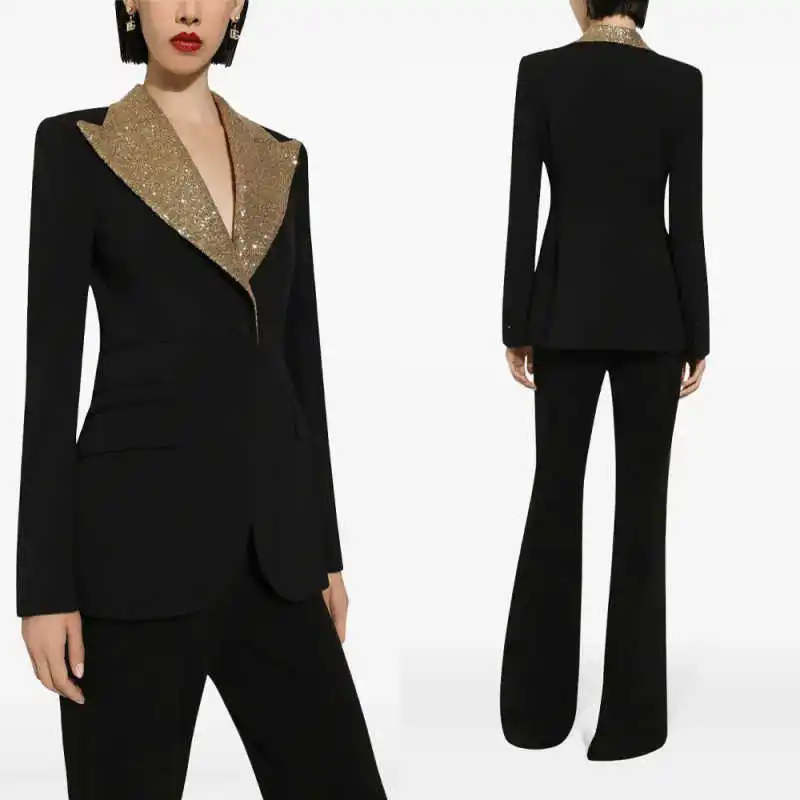 

Fashion Suits For Women Single Breasted Peaked Lapel Pants Sets Slim Fit Office Ladies Work Jacket 2 Pieces Customized Outfits