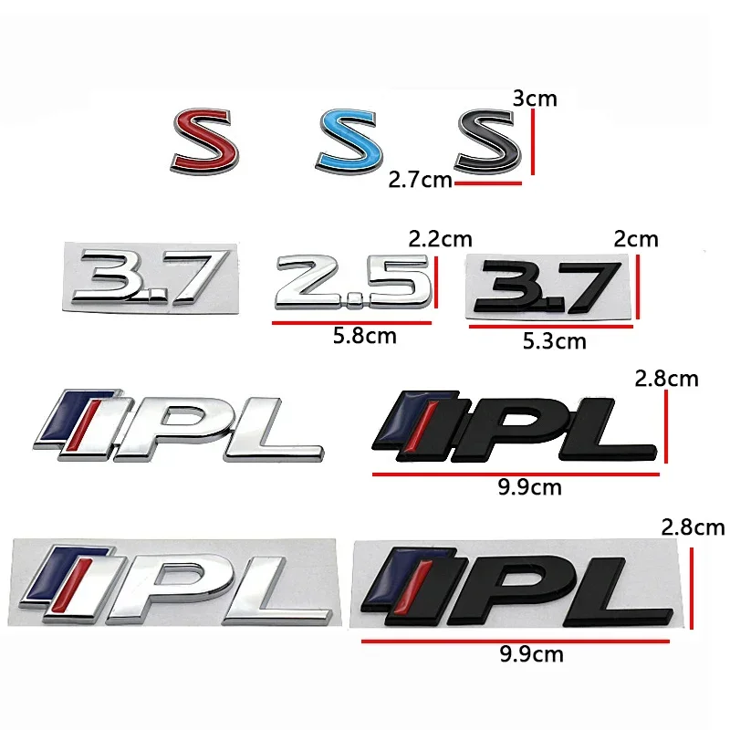 Car Front Grille Emblem Metal Rear Trunk Badge Sticker for Infiniti 2.5 3.7 S IPL FX35 Q50 G35 G37 G20 QX56 QX50 QX60 Q45