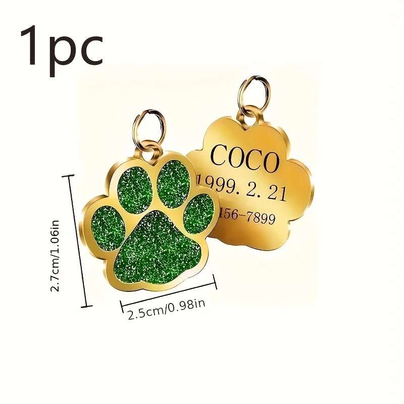 1Pc Custom Alloy Paw Pet ID Tag Engraved Name Phone Number Anti-lost Personalized Dog Cat Name Tag Pet Identification Tag