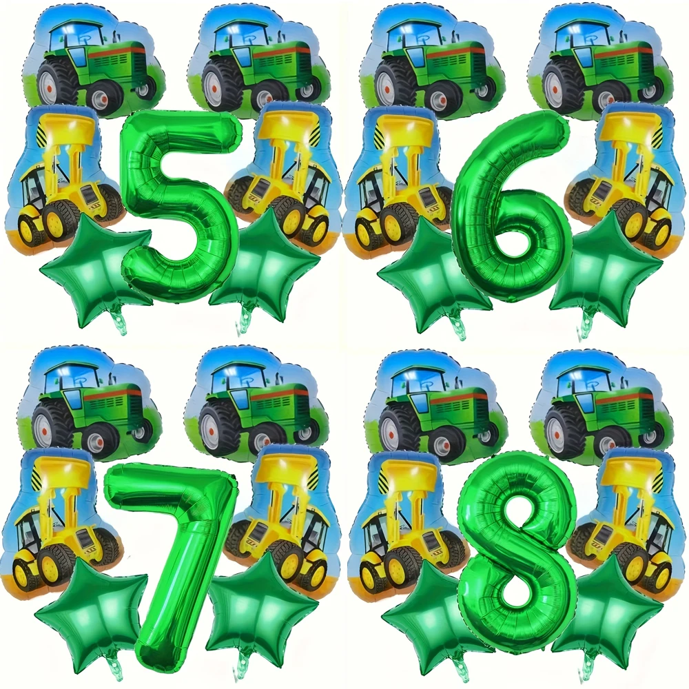 1Set Große Traktor Luftballons 32 zoll Grün Nummer 1-9 Folie Ballon Bauernhof Thema Kinder Erwachsene Geburtstag Party decora Luftballons Geschenke