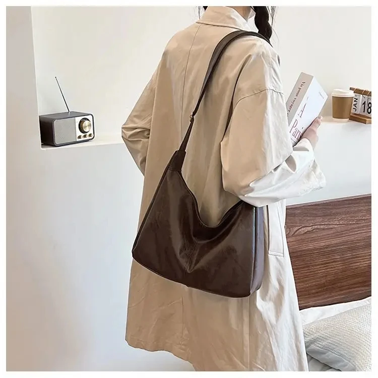 PU-Leder Pendler Mode Vintage Casual Tote Bag Maillard Stilvolle Umhängetaschen für Frauen Textur Große Kapazität Temperament – Detail 14
