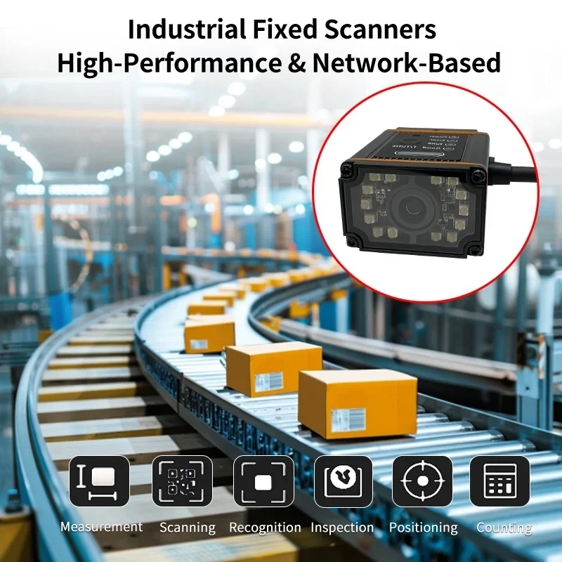 เครื่องสแกนบาร์โค้ดความละเอียดสูงแบบเมกะพิกเซล มาตรฐาน IP65 สำหรับงานอุตสาหกรรม เครื่องอ่านโค้ด 2 มิติ แบบติดตั้งถาวร