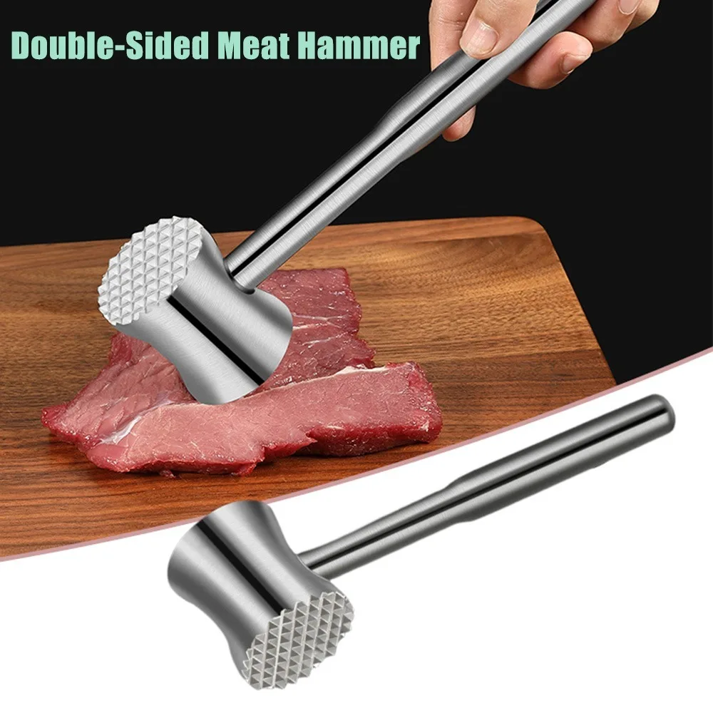 

304 Stainless Steel Precision Cast Solid Meat Tenderizer Hammer Ergonomic Handle for Household Steak Tenderizing Meat Softening