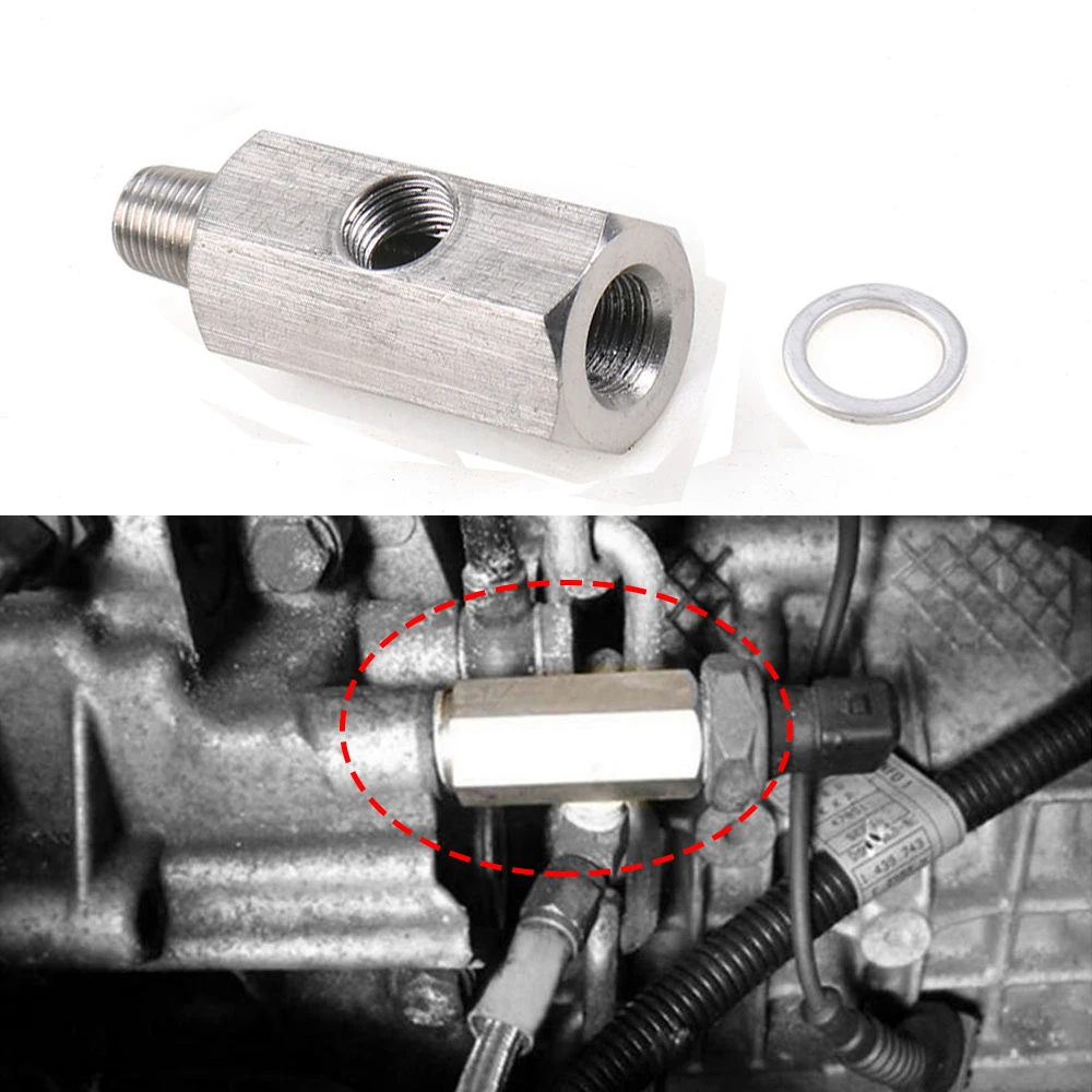 

Stainless Steel Side Hole Turbo Reducing Adapter With Gasket Oil Pressure Sensor Tee Adapter 1/8NPT Female To M12 M10 M14 1/4NPT