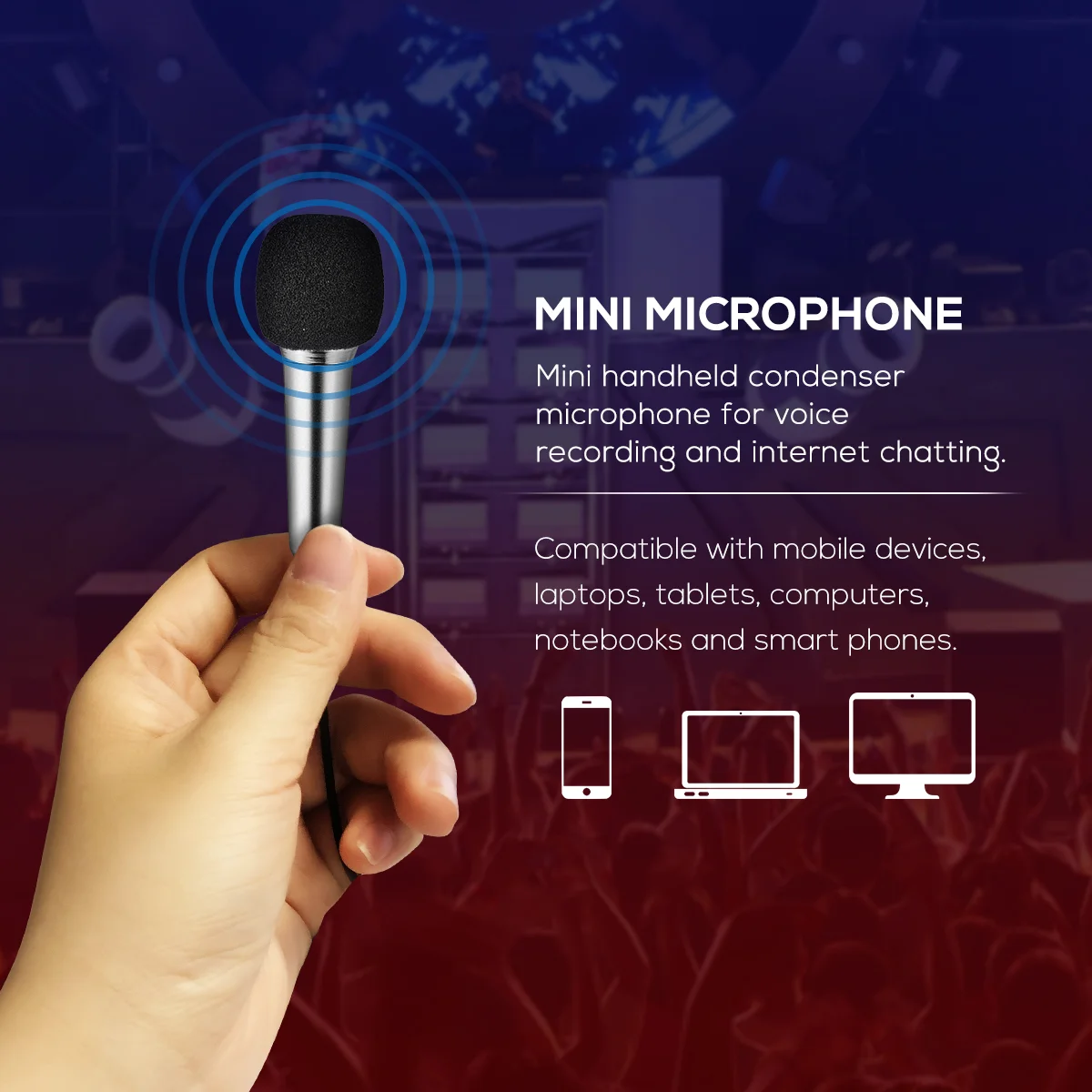 Stereo Mic for Phone Asmr Microphone KTV Microphone Handheld Portable Instrument Microphone Tiny Microphone