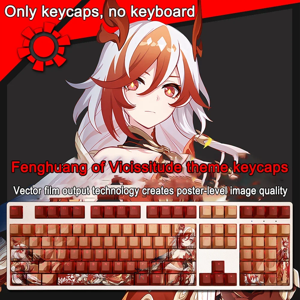 108 Tasten für Honkai Impact Keycap Bronya Zaychik PBT Subbed Cherry Hintergrundbeleuchtete Tastenkappen Anime-Tastenkappen für ANSI 61 87 104 108 Layout – Detail 15