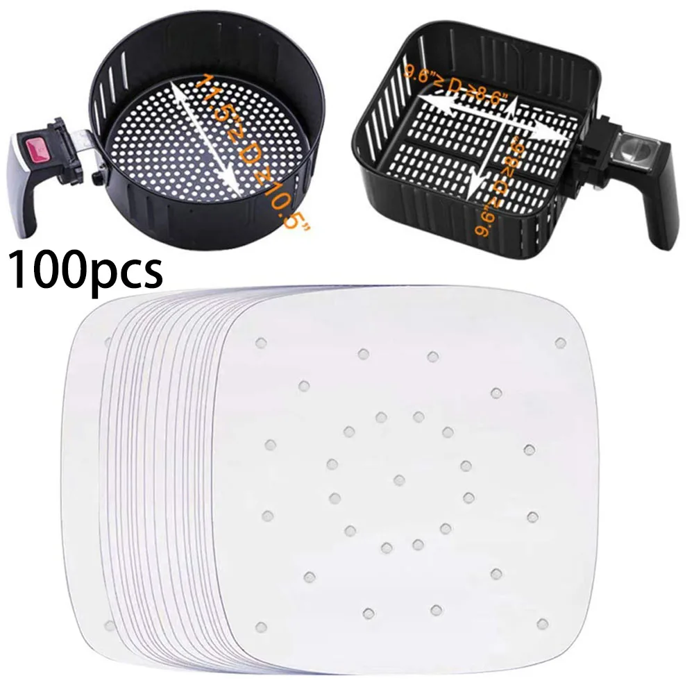 Greaseproof Parchment Paper Steamer White 8.5 Inch Air Fryer Bakeware Cake pan DIY Kitchen Liner Set 100pcs New